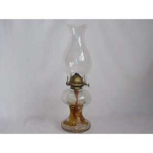 Vintage Oil Lamp Clear Glass P & A Thomaston Eagle Burner Clear Chimney 16"